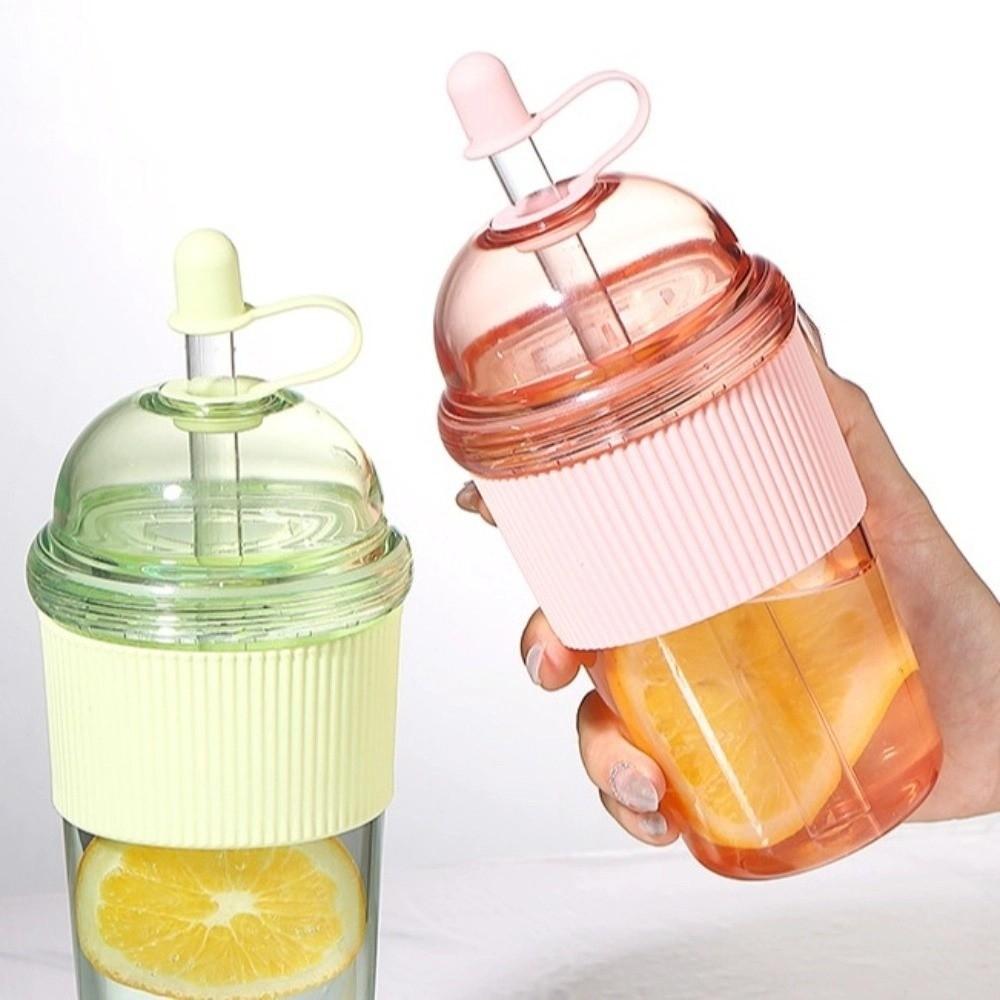 Silicone Cover Clear Tumbler with Lid and Straw Water Bottle Smoothie Cup Suction Cup  Home Use