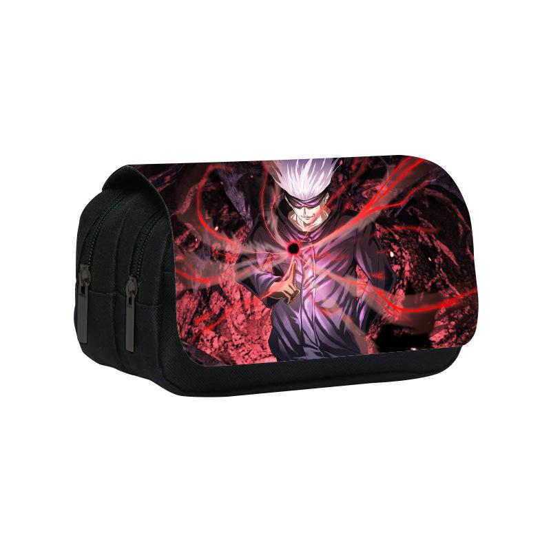 New trendy Jujutsu Kaisen double-layer pencil case with anime print for elementary and middle school students CLE