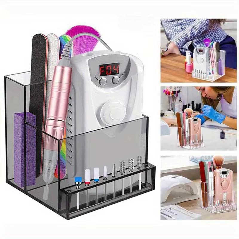 1PC Nail Drill Bits Holder Display Clear Display Box Transparent Makeup Organizer Nail Manicure Tools Acrylic Display