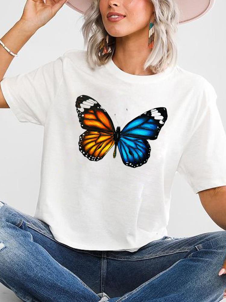 Butterfly Graphic Oversized T-Shirt Cute Short-Sleeved Top for Women European And United States Style Casual Fashion Modal