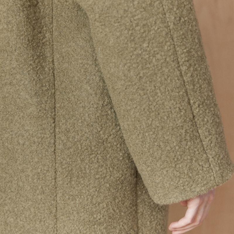 Maxza Wool Alpaca Loose Fit No Collar Boucle Coat Cc11qc300on