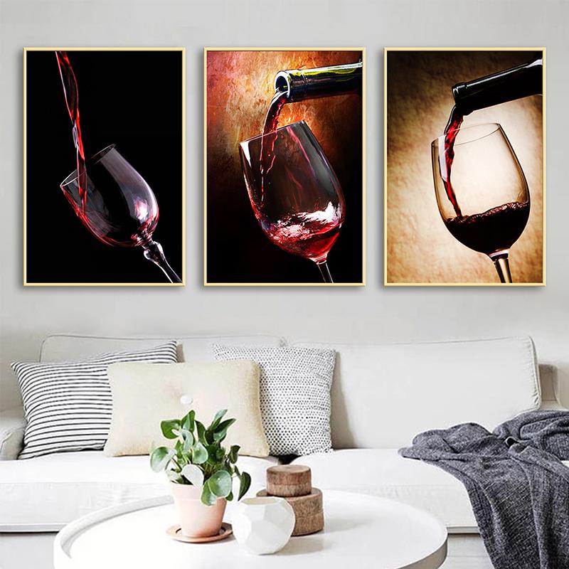 Set 3 Quadri Moderni A Tema Vino 90x60 Cm – Pannelli In PVC 3 Mm, Pronti Da Appendere Con Nastro Adesivo