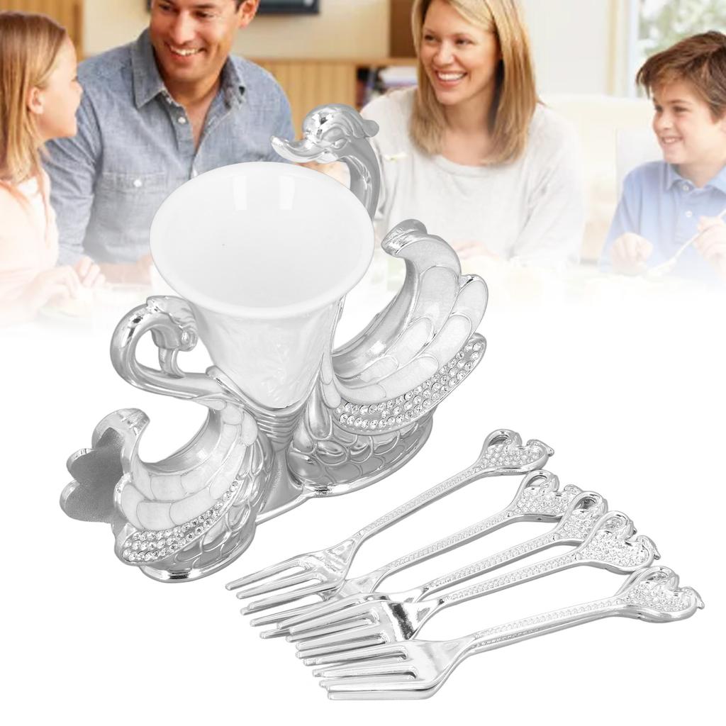 Base Fork Holder Set Elegant Multifunctional Decorative   Flatware with 6 Forks for Fruit Salads Coffee Desserts