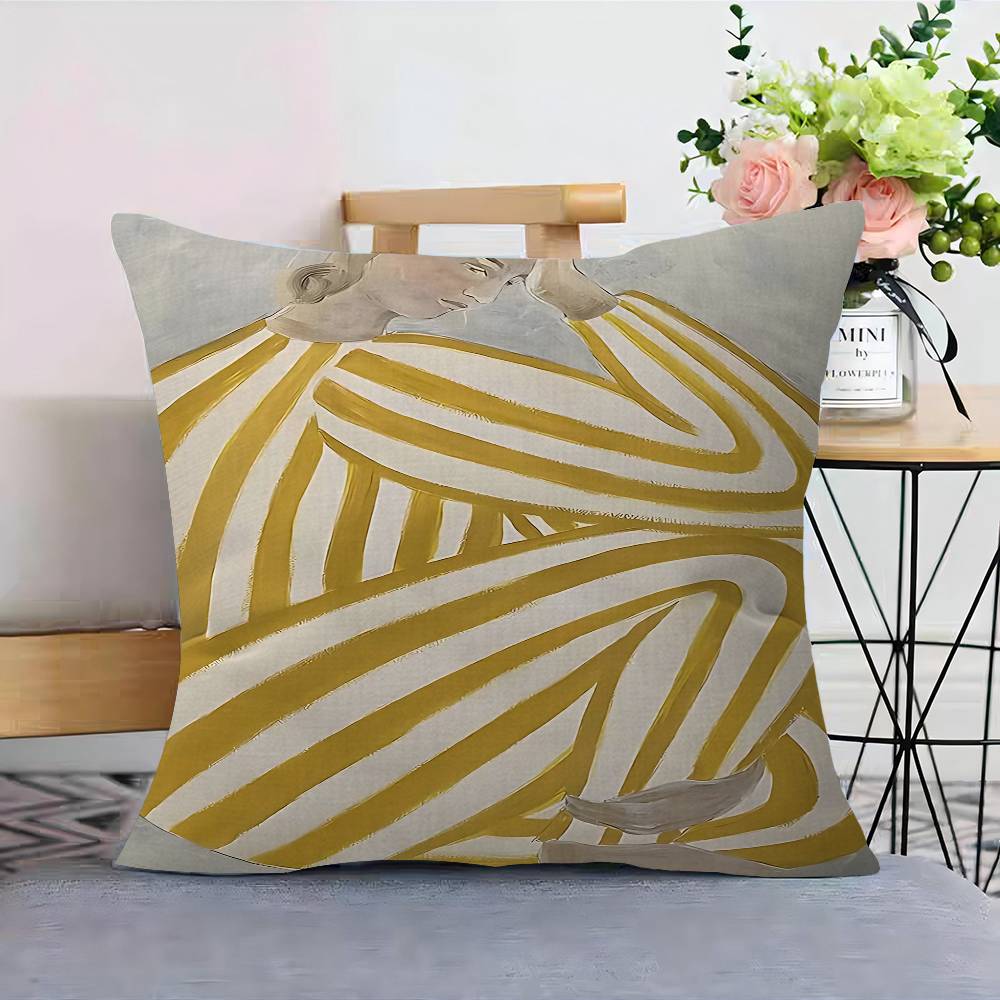 Abstract Line Geometry Curve Girl Pillow Anime Pillow Sofa Bed Head Pillow Cover Cushion Cover 45x45 Cm Fashion