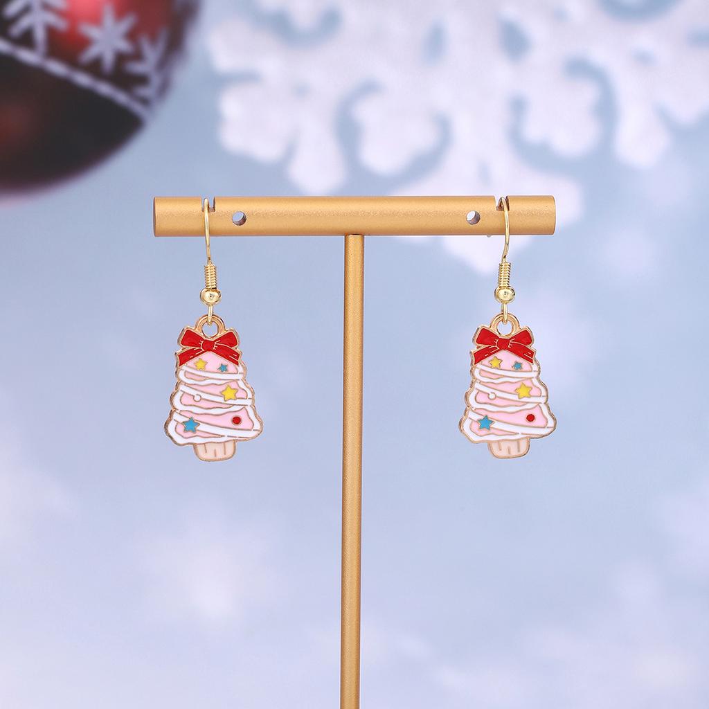 Cartoon Drip Santa Earrings, Personalized Christmas Column Elk Gingerbread Man Earrings