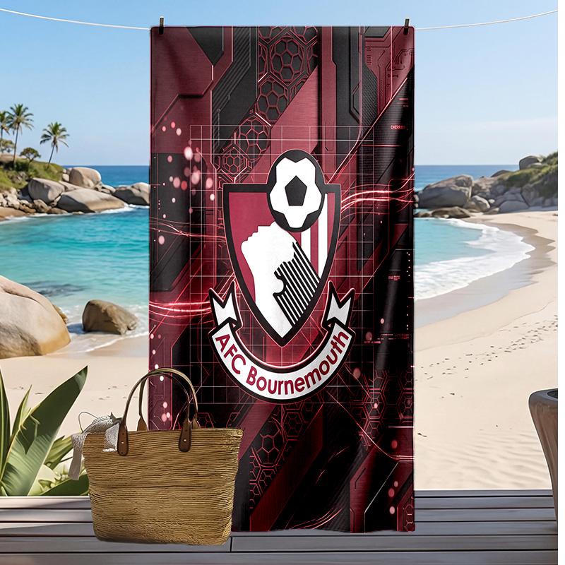 Asciugamano da Spiaggia con Stampa del Bournemouth Football Club, Asciugamano Grande Morbido Asciugatura Rapida per Spiaggia Campeggio Nuoto