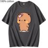 Cute Dudu Was Threw Flip T-Shirts Flops By Bubu Since He Teases Bubu Graphic Shirt Kawaii Panda Bear Women Men Cotton Tees