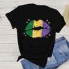 Women's Casual Carnival Print T-Shirt Round Neck Pullover Short Sleeve Top