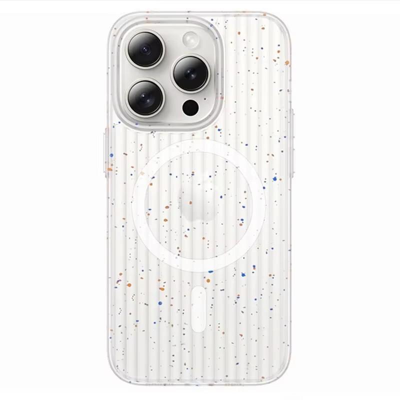 1Pc Luxury Corrugated Pattern Matte Magnetic Wireless Charge Case For Magsafe For Iphone 15 14 13 Promax Transparent Hard Cover