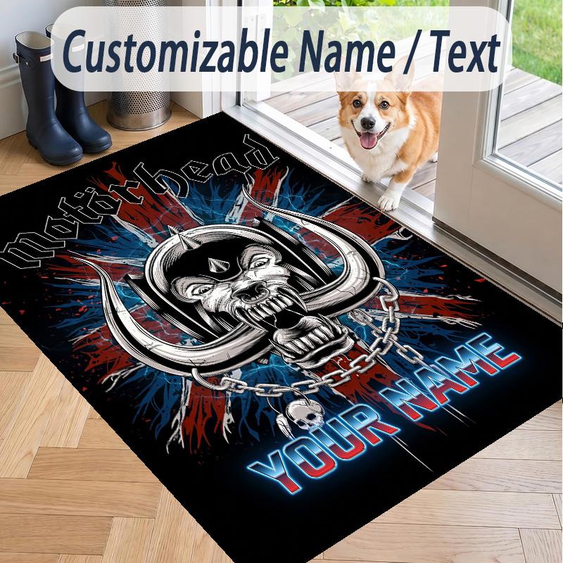 Custom Text Printed Rug Motorhead Non Slip Floor Carpet For Home Room Decor