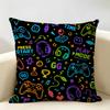 Colorful Game Controllers Cushion Cover Durable Hypoallergenic Organic Linen Pillow Cover Short Size Washable Skin-Friendly