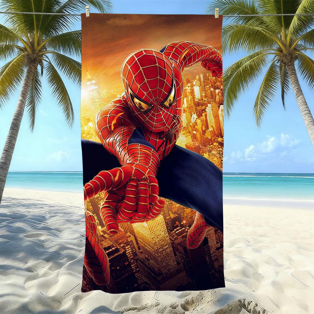 Toalla de Playa con Estampado de Dibujos Animados de Marvel Spider-Man, Natación en la Costa, Secado Rápido, Suave y Agradable para la Piel, Playa de Vacaciones