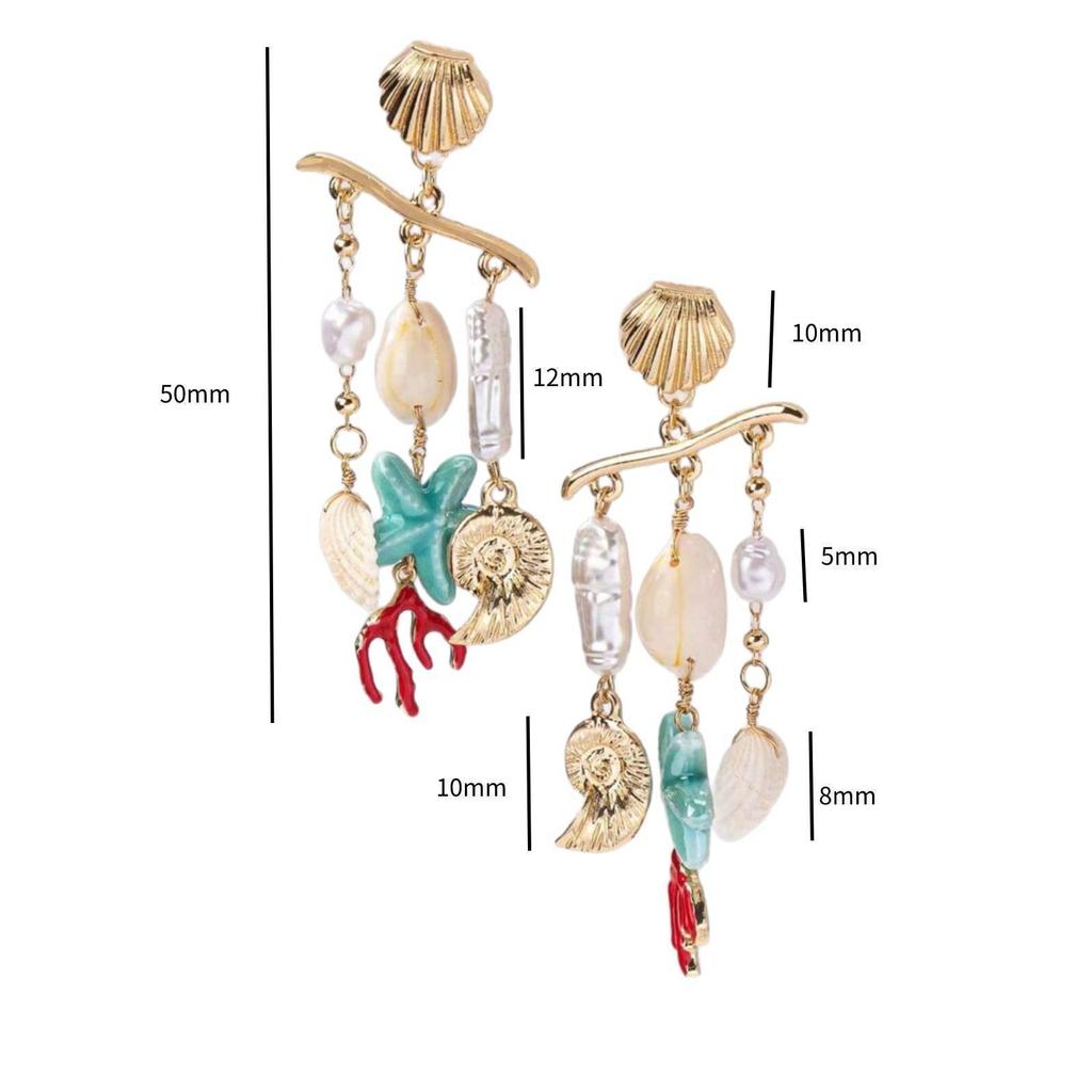 Fashion Stainless Steel Ocean Series Conch Shell Fish Earrings Earrings Stud Earrings Gold Plated