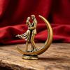 Brass Couple Hugging Statue Modern Art Figurine Handcrafted Polished Lover Ornament For Bedroom Living Room Home Decor