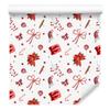 Christmas Wallpaper White, Coral and Red 50x1000