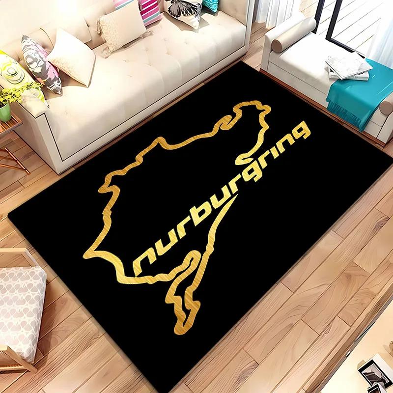 3D HD Nurburgring F1 International Track Rug,Carpet for Living Room Bedroom Sofa Doormat Decor,Kid Game Non-slip Floor Mat Gift
