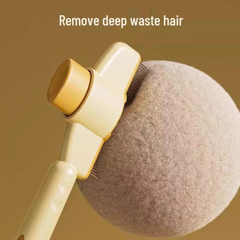 Mehrzweck-Tierkamm: Katzen- & Hunde-Massagebürste, Entwirrend, Knotenöffner, Dichte Zähne, Ein-Klick-Haarentfernung