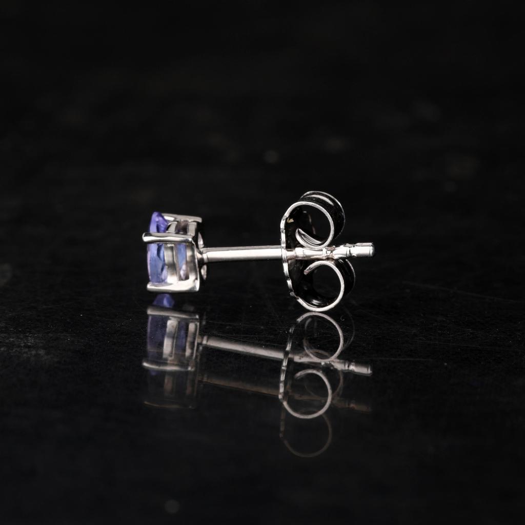 925 Sterling Silver Natural Tanzanite Stud Earrings Oval 5x3mm AAA+ Handmade Fine Jewelry Gift for Her
