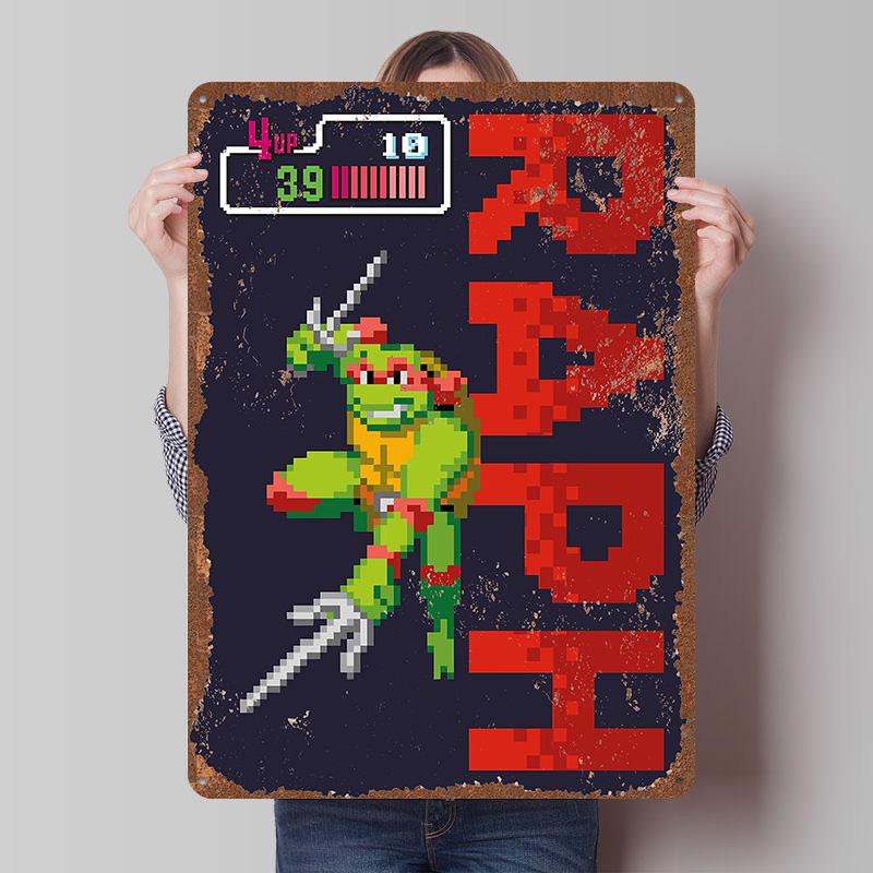 TMNT Tinplate Posters Customizable Wall Art Retro Vintage Metal Tin Signs for Bedroom Decoration Gaming Home Decor Accessories