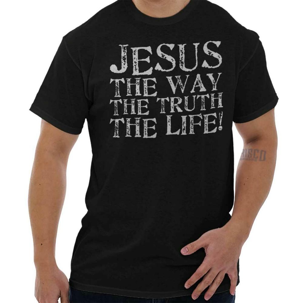 Jesus Way Truth Life Christian Religious Womens or Mens Crewneck T Shirt Tee S
