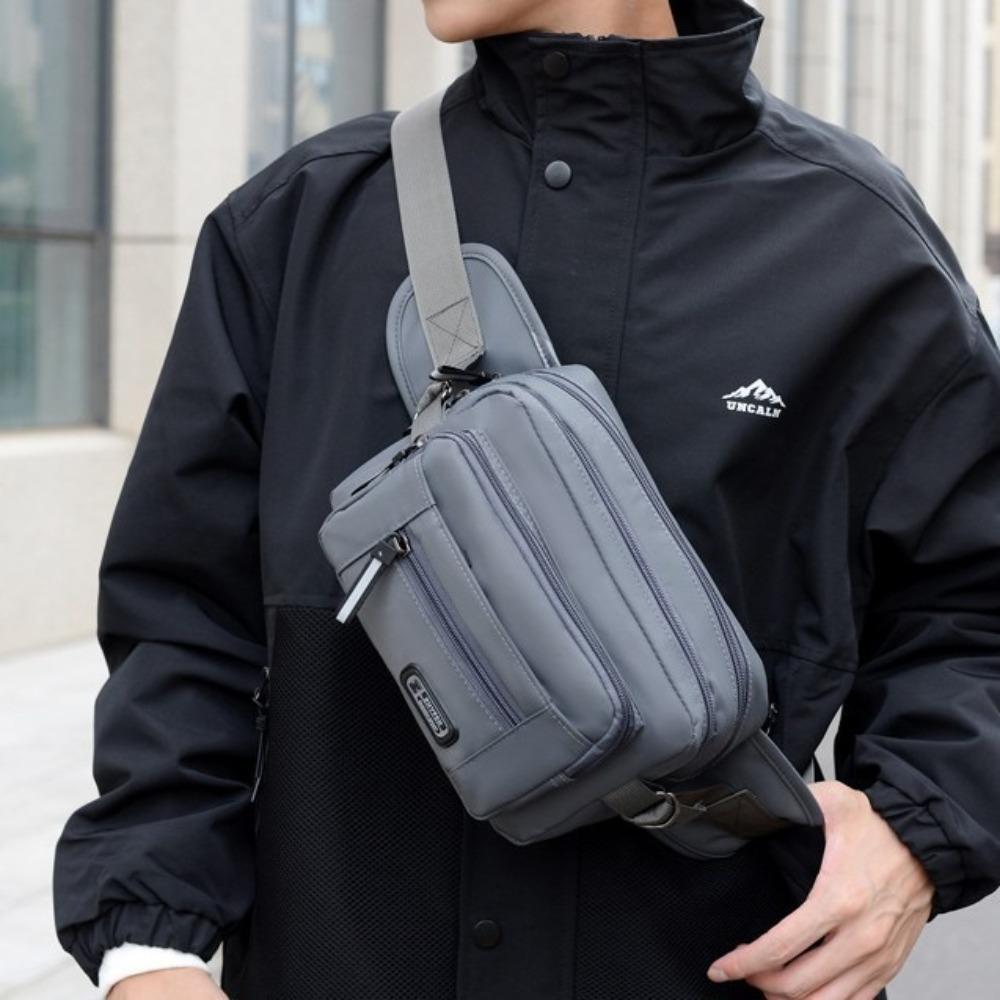 

Zipper Sport Chest Bag Large Capacity Shoulder Bag Fashion Waist Bag Travel сірий