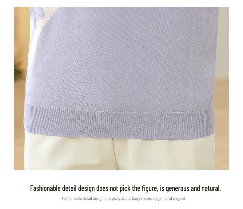 Summer Women's Knit Short-Sleeved Base Layer Top - Stylish for Young Moms & Middle-Aged Women