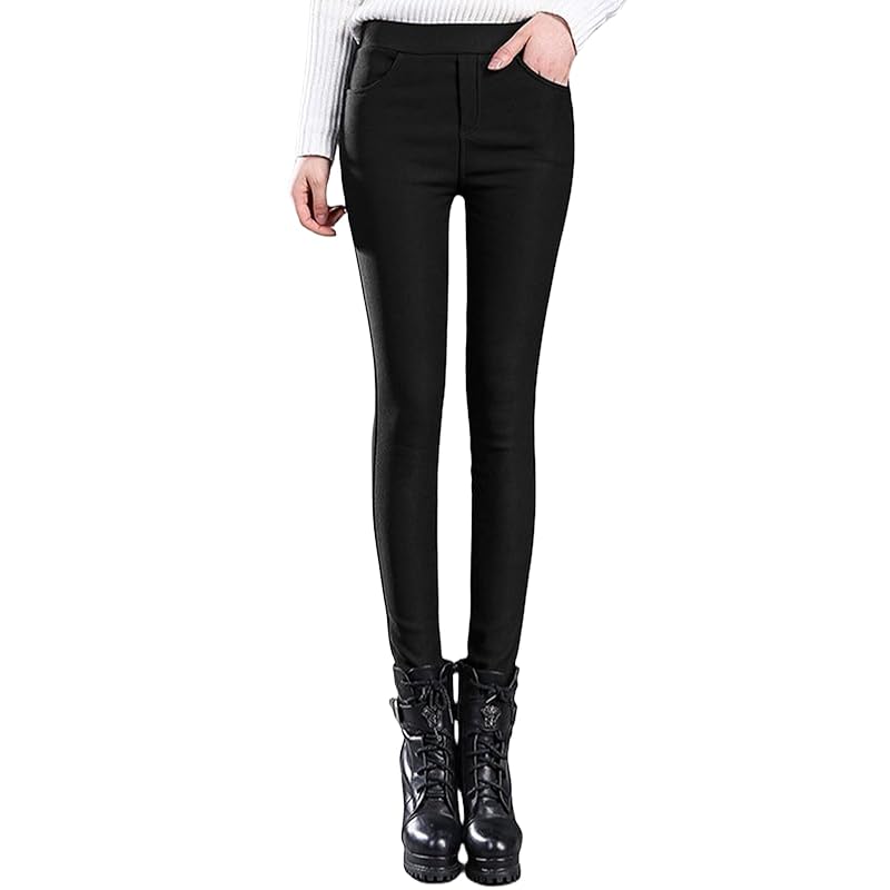 

[MEME XTRA] Fleece-lined pants ladies Cold protection skinny pants leggings pants stretch bottoms waist elastic long pants quick beautiful legs warm