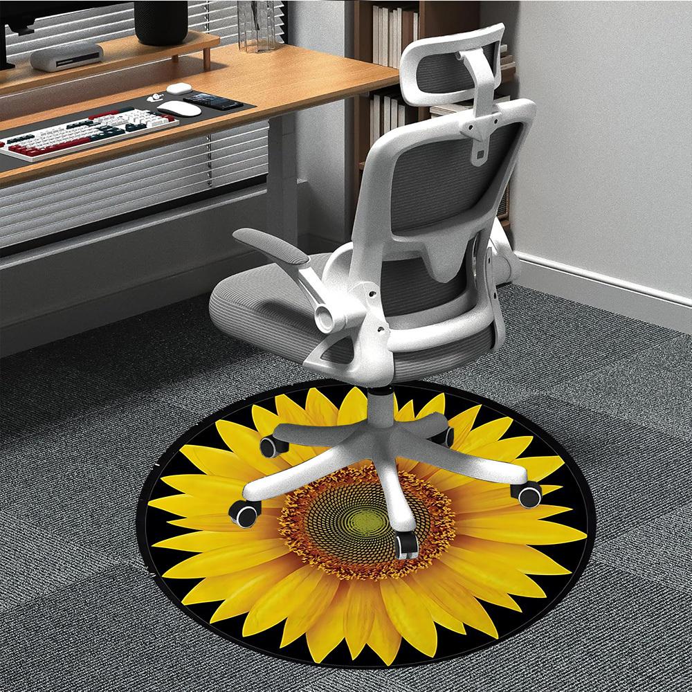 

1pc Sunflower, Floral Chair Carpet for Office, Non-slip, Soft and Durable Rug, Perfect for Office, Living Room yy251103163 80cm by 80cm