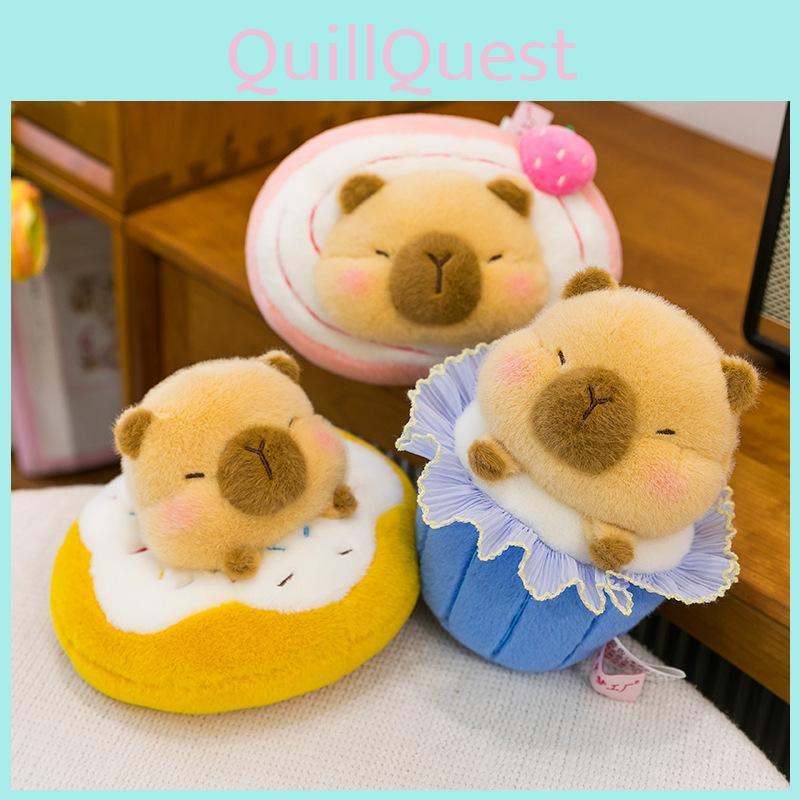 Plush Capybara Lovable Doll With Doughnut Design For Kids Room Decoration