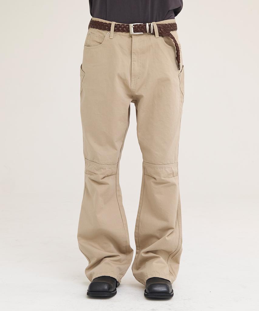 Akesi Rough Panel Sagging Flare Pants_Sand Beige