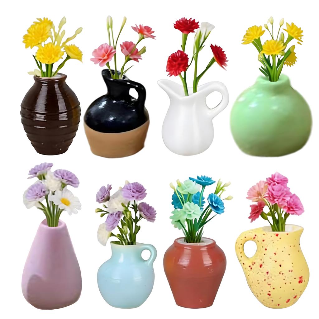 8PCS Elegant Mini Container Items Simple Synthetic Top For Refrigerator Cabinet Storage Decoration