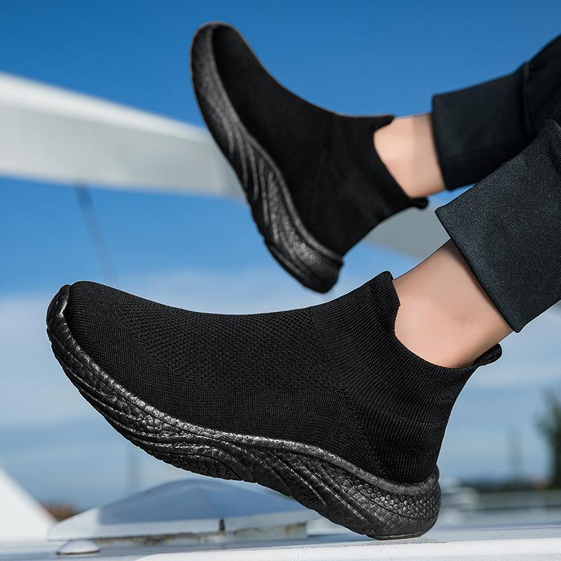 Large Size Breathable Fly-woven Shoes Men's Lightweight Soft-soled Couple Shoes Fashionable and Versatile Casual One-pedal Socks Shoes
