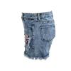 European & American Patchwork Ripped Snowflake Denim Shorts - Women's Slim Fit