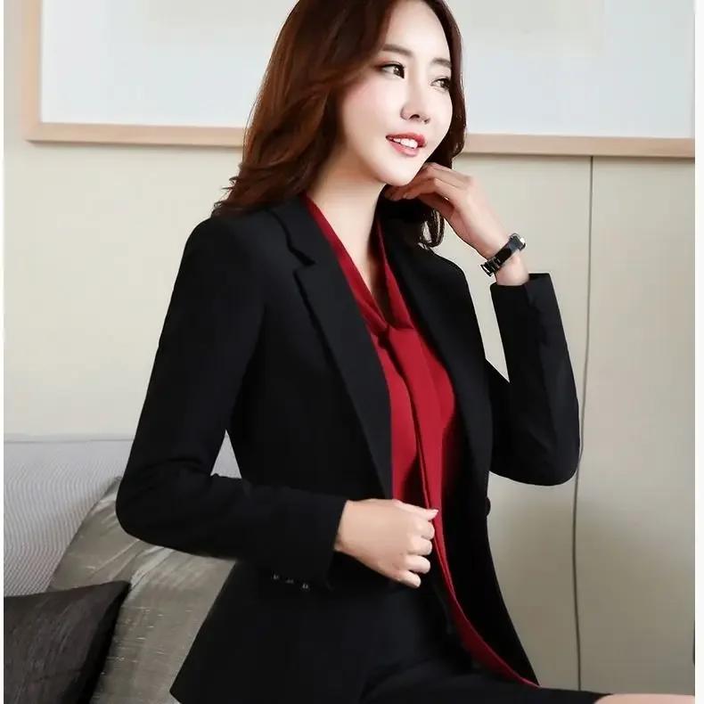 Giacca Blazer Sartoriale da Donna Coreana per Primavera e Autunno, Stile OL Casual da Ufficio, Completo Business alla Moda per Donne