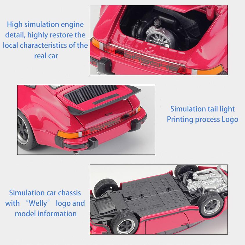 1/24 Scale Welly Porsche 911 Turbo3.0 Alloy Car Model Diecasts Metal Toy Vehicles Car Model High Simulation Collection Childrens Gifts