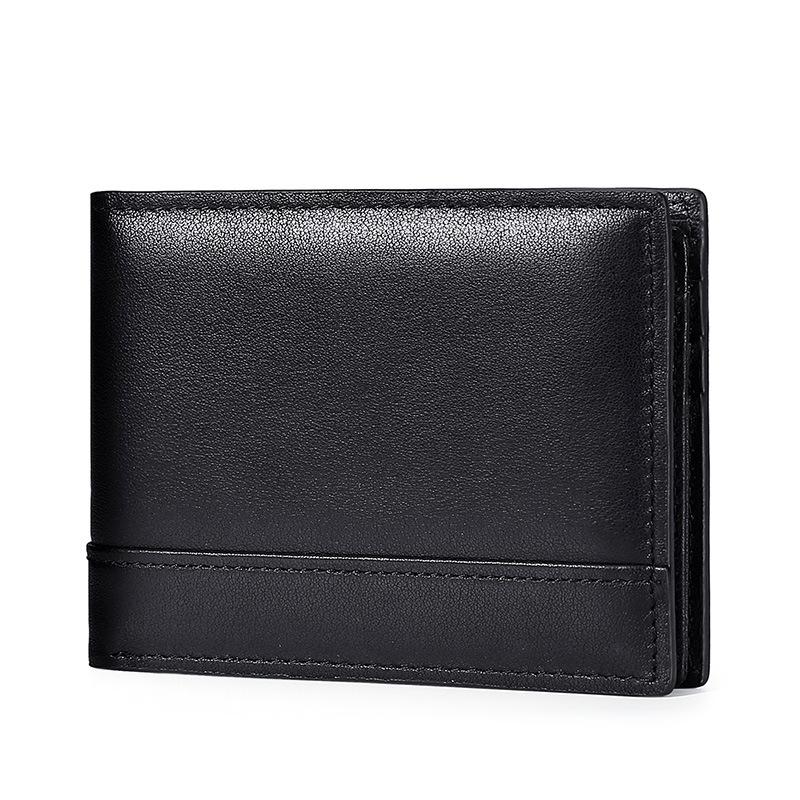 Leather Men's Wallet Oil Wax Leather Dollar Wallet RFID Anti-RFID Cowhide Change Bag Card Holder