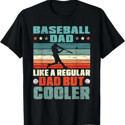 Baseball Papa Zoals Een Gewone Papa Maar Cooler Vaderdag T-Shirt