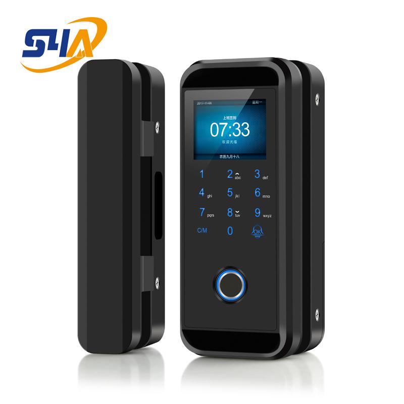 Keyless Biometric Glass Door Lock with Doorbell, Fingerprint RFID Password Lock for Commercial