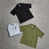 LUXEONClassic Black Letters Logo Embroidery Short Sleeved Shirts Men Women Casual Loose Shirt
