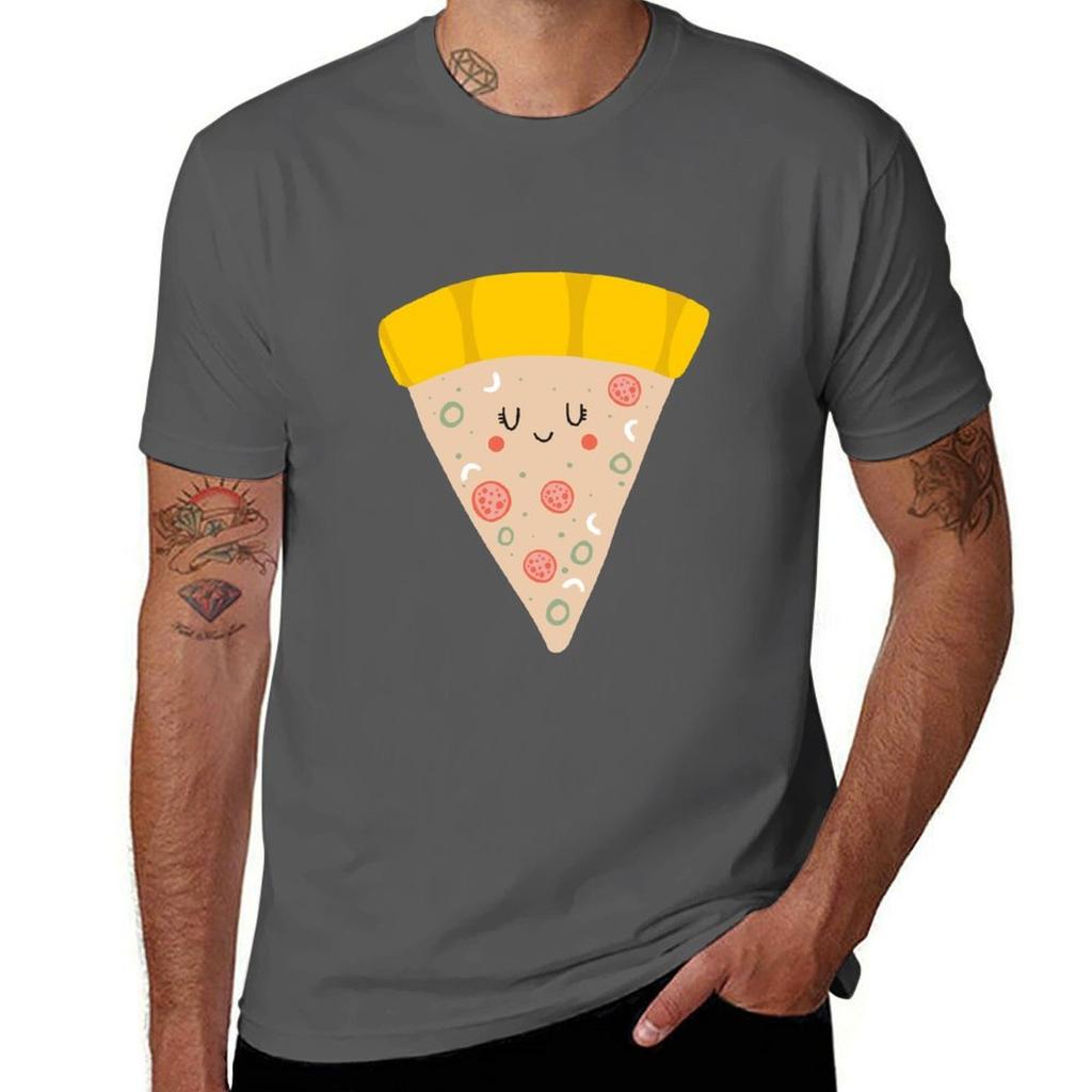 Cute Funny Smiling PIZZA Slice TShirt Fashion Print Casual Short Sleeve