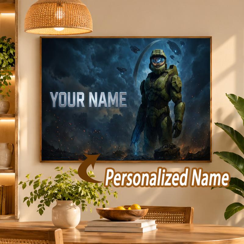 Custom Name Halo Master Chief 5D Diamond Painting Personalized Full Drill Diamond Art Kit Gift