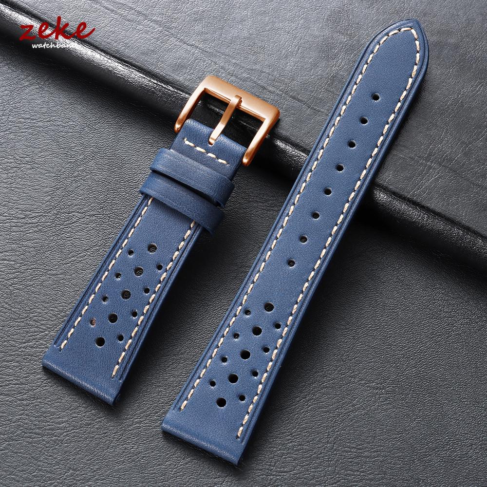 20mm 22mm 24mm Vintage Top-Grain Cowhide Strap for Men Women Universal Genuine Leather WatchBand Brown Breathable Sport Bracelet