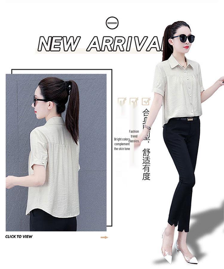 Stylish Women's Short-Sleeve Tummy-Concealing Summer Shirt - Casual Loose Fit