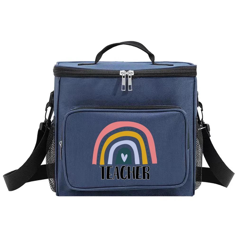 Insulated Bags Portable Shoulder Lunch Bag Waterproof Cooler Box Thermal Organizer Handbag for Men and Women Teacher Pattern