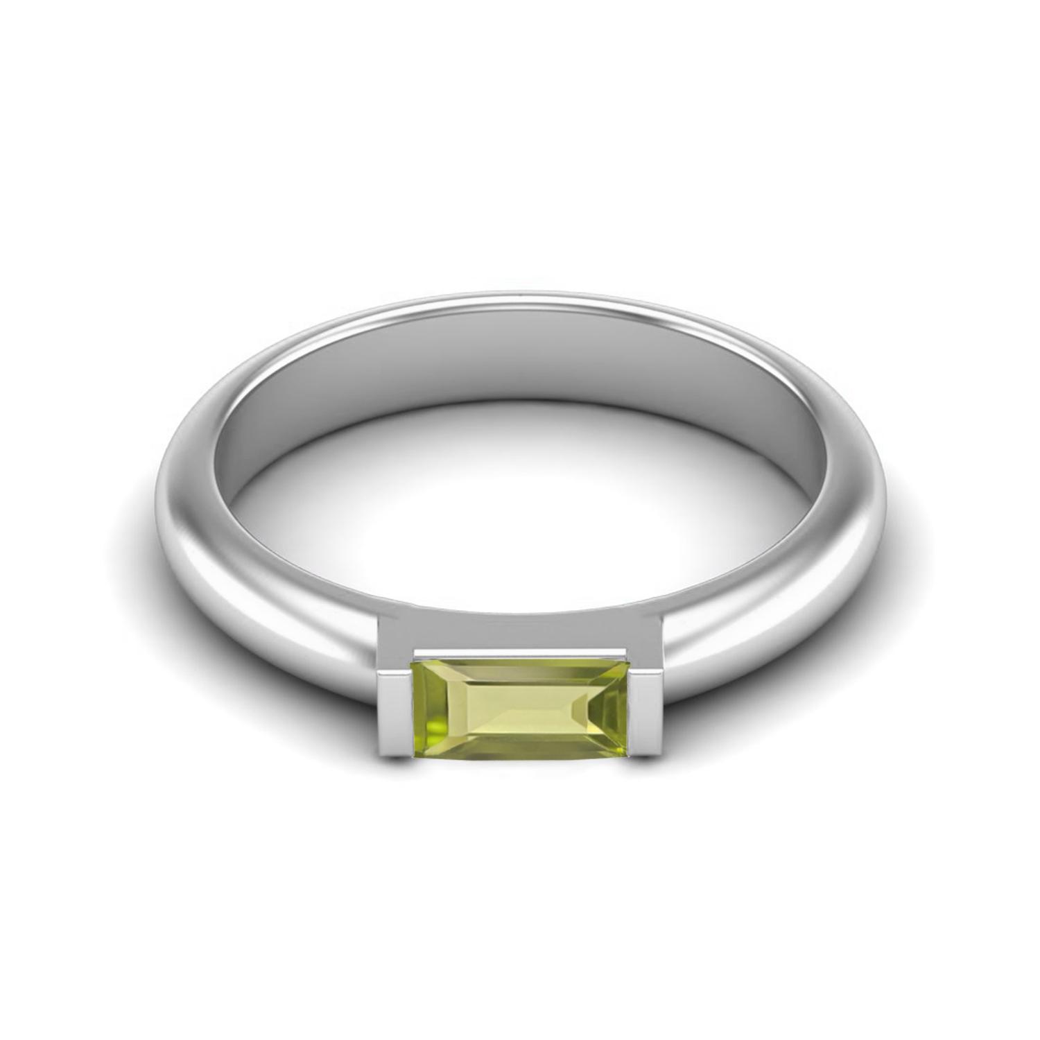 

0.50 Ctw Baguette Peridot 925 Sterling Silver Solitaire Stackable Women Wedding Ring 10 білий