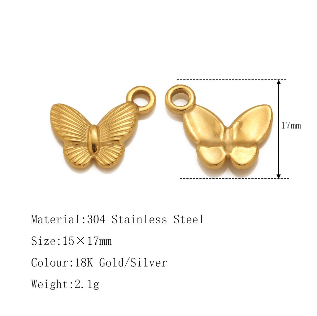 3Pcs Flower&Insect Charms Stainless Steel Exquisite Butterfly/Bee/Rose/Scarab Pendant Necklace Earring Dangle DIY Jewelry Making