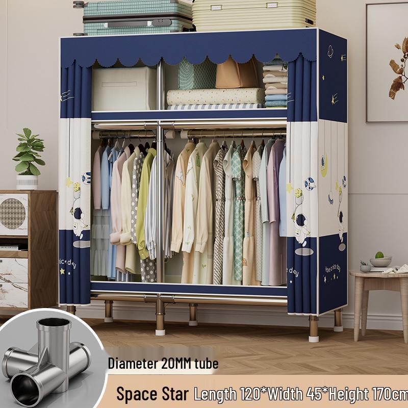 Sturdy Reinforced Steel Frame Fabric Wardrobe for Home & Bedroom Use