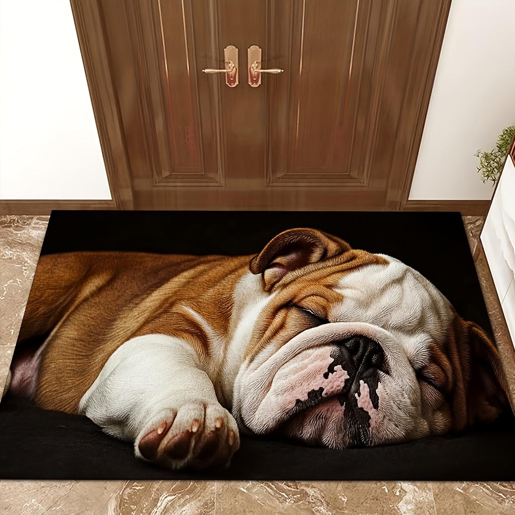 Product: Sleeping Bulldog Pattern Doormat, Soft and Durable, Machine Washable and Easy to Clean, Lightweight, Soft, and Comfortable Premium Velvet + 7