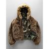 Herren Winter Doppelseitige Camouflage Kapuzenjacke aus Baumwolle mit Samt-Warmfutter