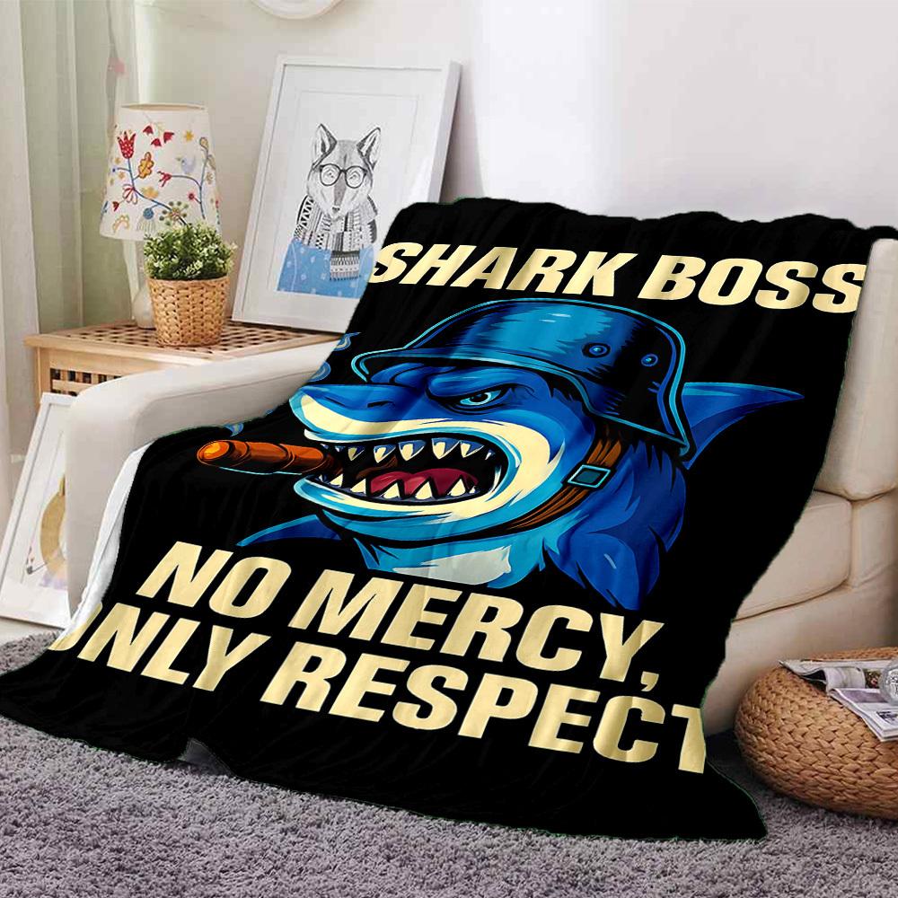 

1pc shark boss Throw Blanket - Soft Flannel, Cozy All-Season Polyester Perfect for Home, Office, Bedroom 1060 80cmx120cm(31inx47in)